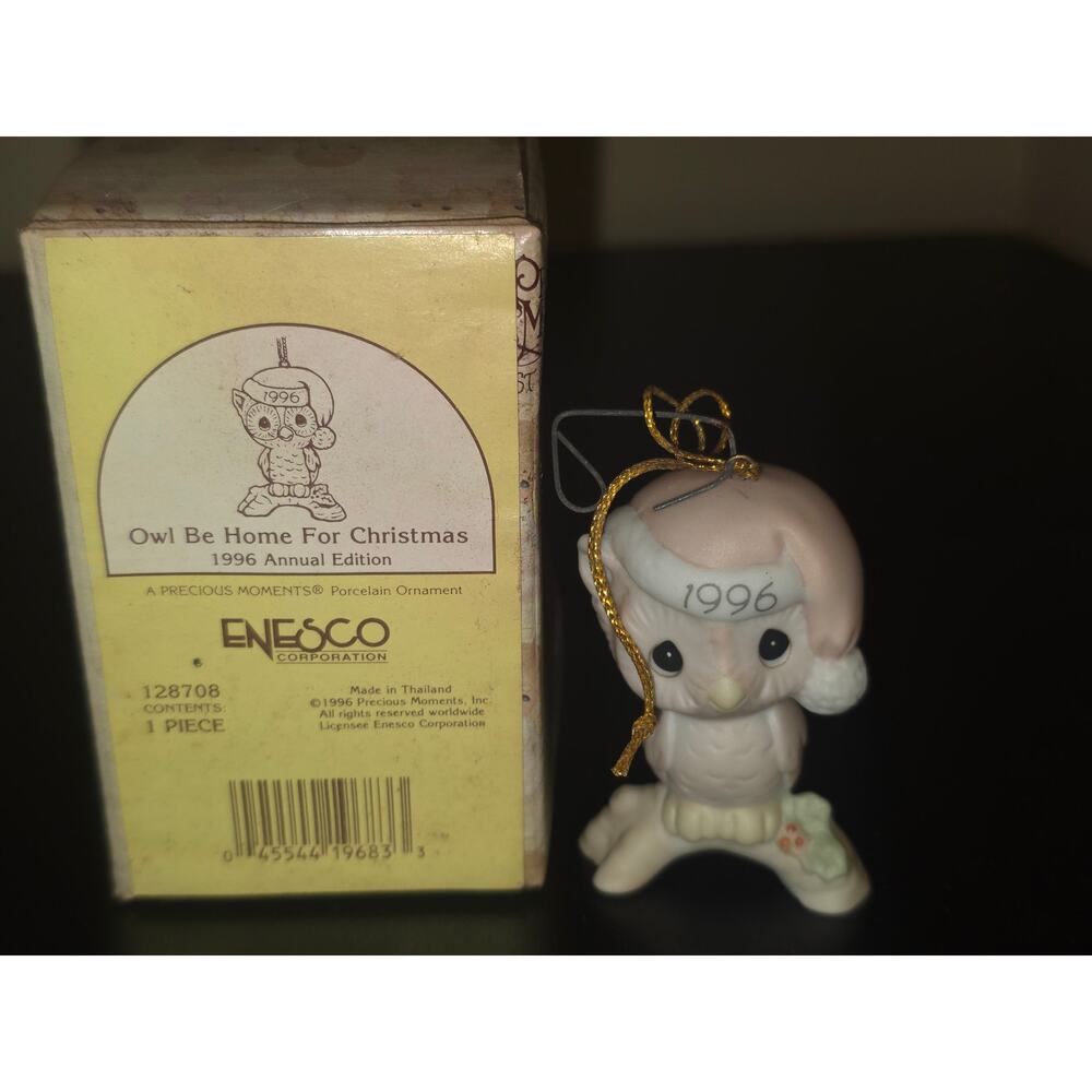 Precious Moments Owl Be‎ Home For Christmas 1996 Ornament Enesco 128708